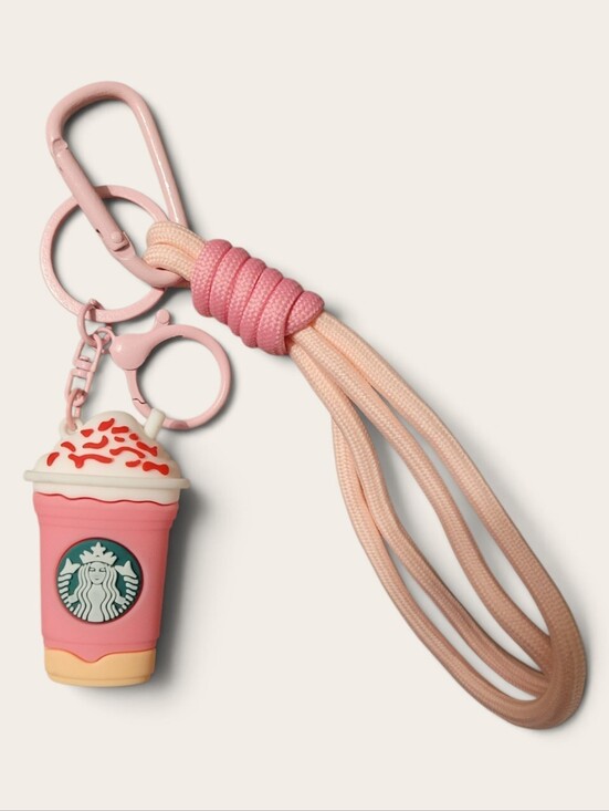 Starbucks Accessories - Starbucks Pink and Peach Silicone Drink Keychain Wrist Strap